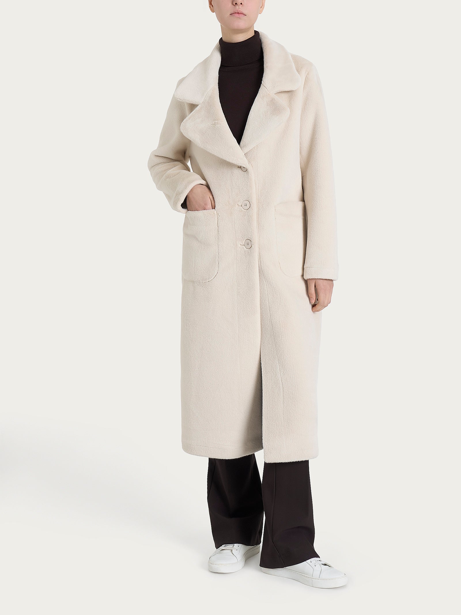 Ragno Vegan Shearling cappotto lungo double-face champignon