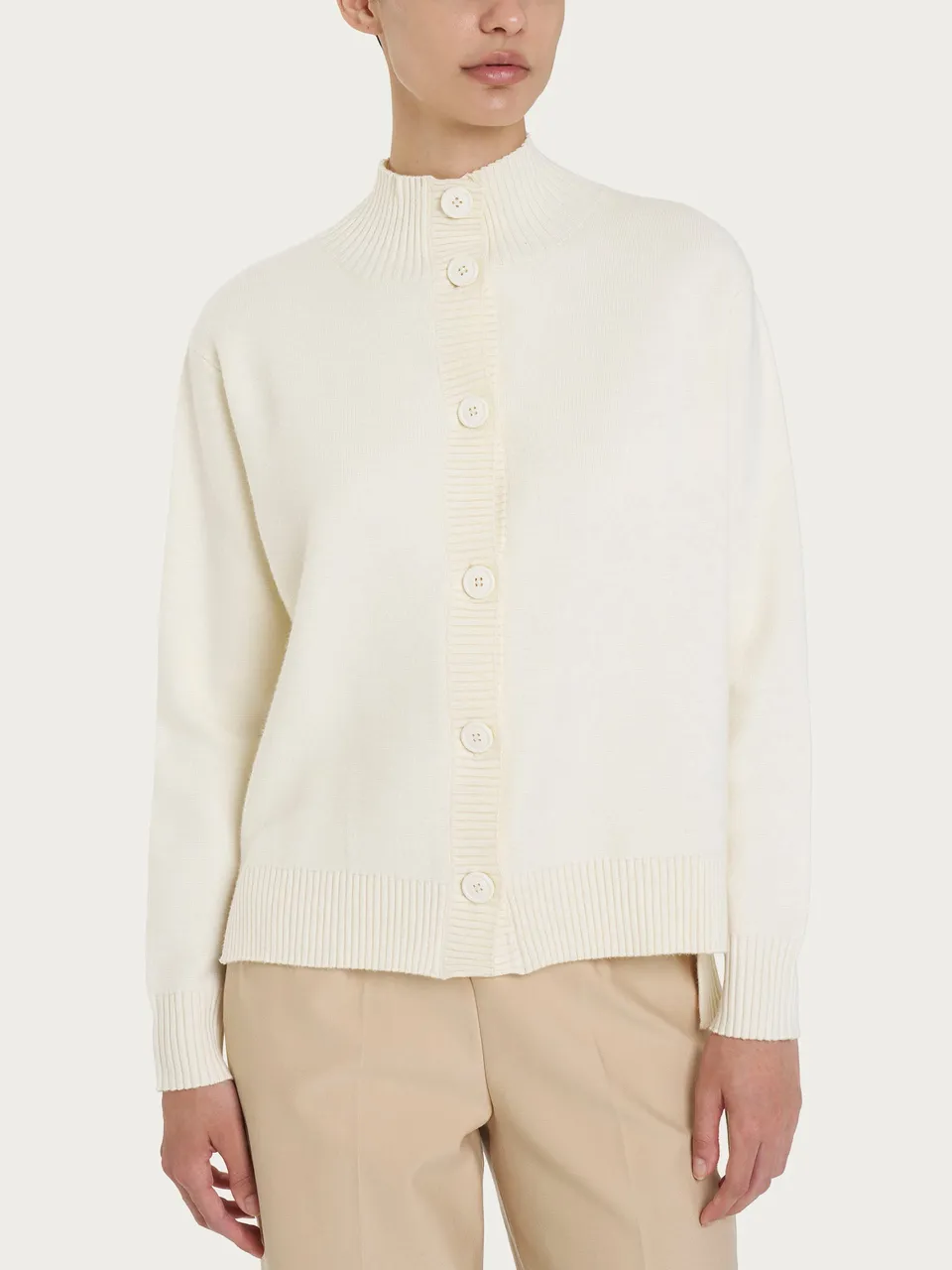 Ragno Super Soft cardigan bottoni Avorio misto viscosa