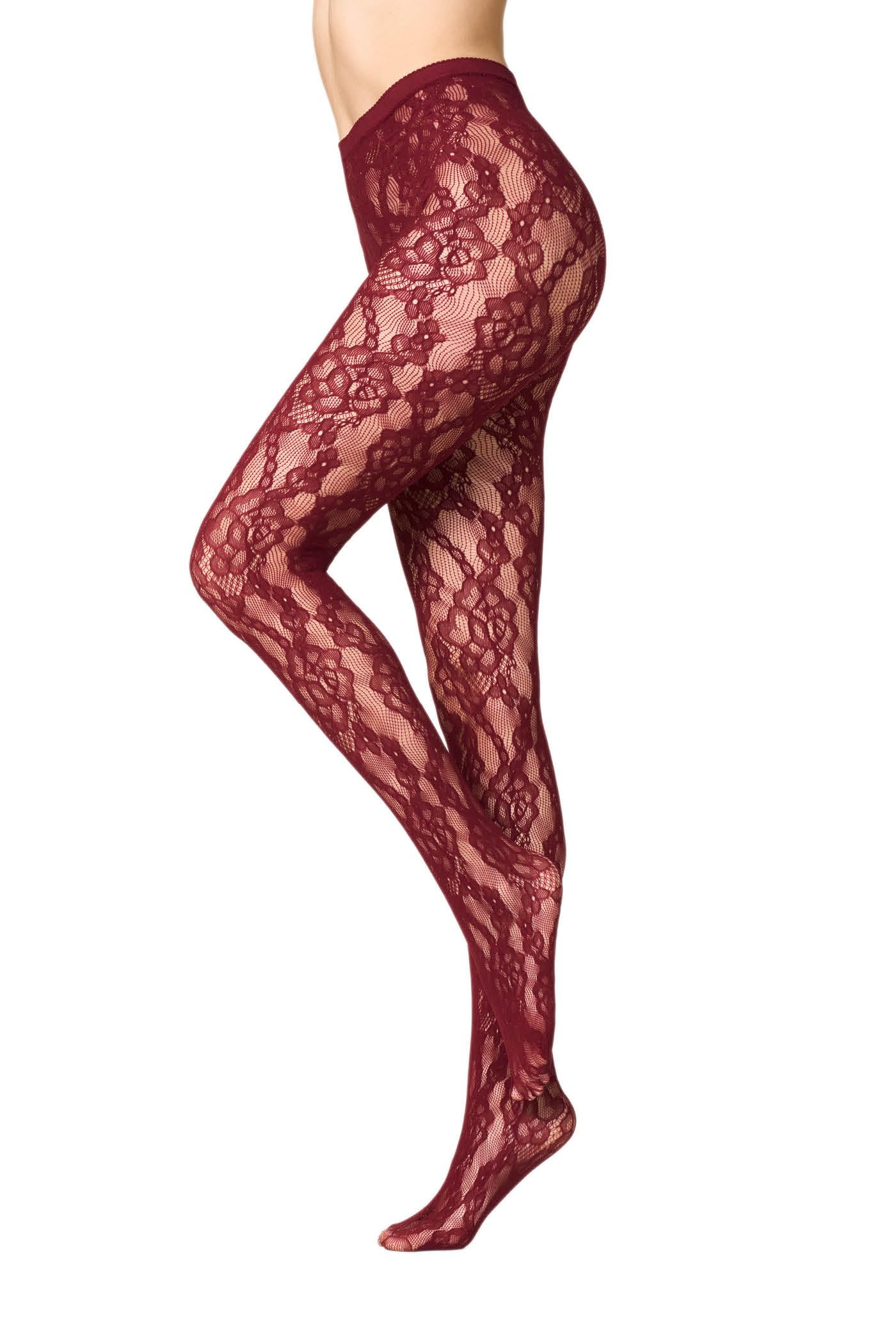 Goldenpoint Rete Pizzo Floreale collant donna con tassello igienico