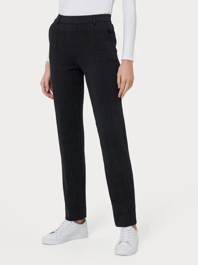 Ragno Compact pantalone dritto quadri lurex nero