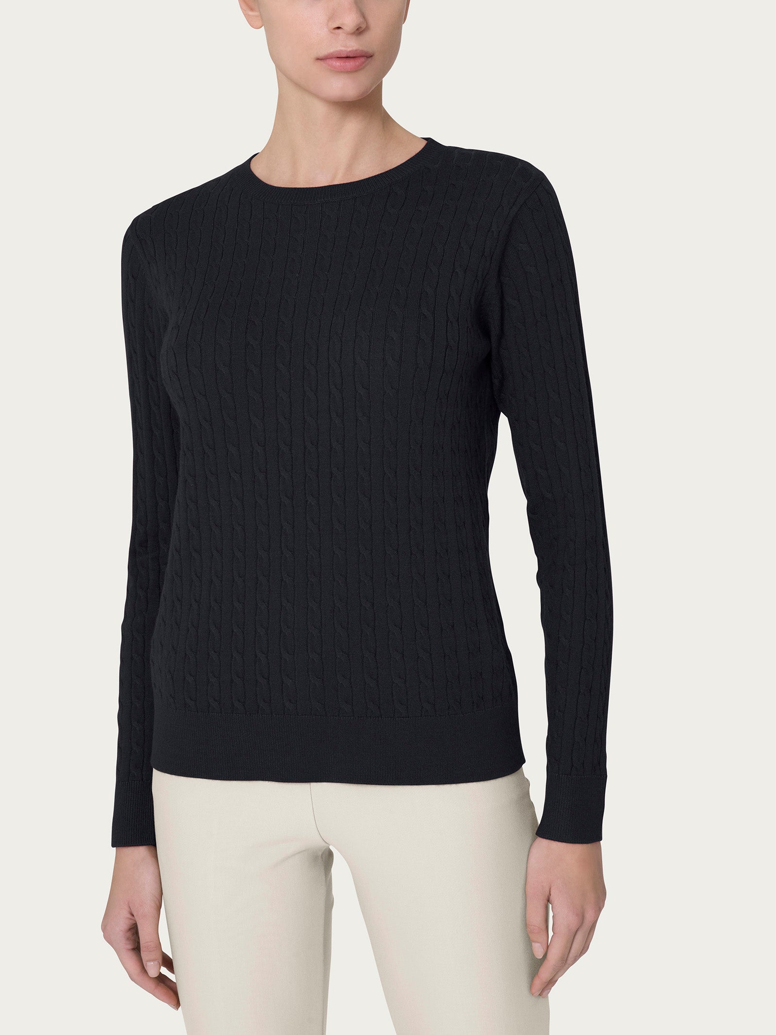 Ragno Super Soft maglia girocollo Nero viscosa calda