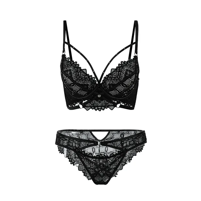 Maria Grazia Severi Midnight Garden completo intimo pizzo nero 2 pezzi