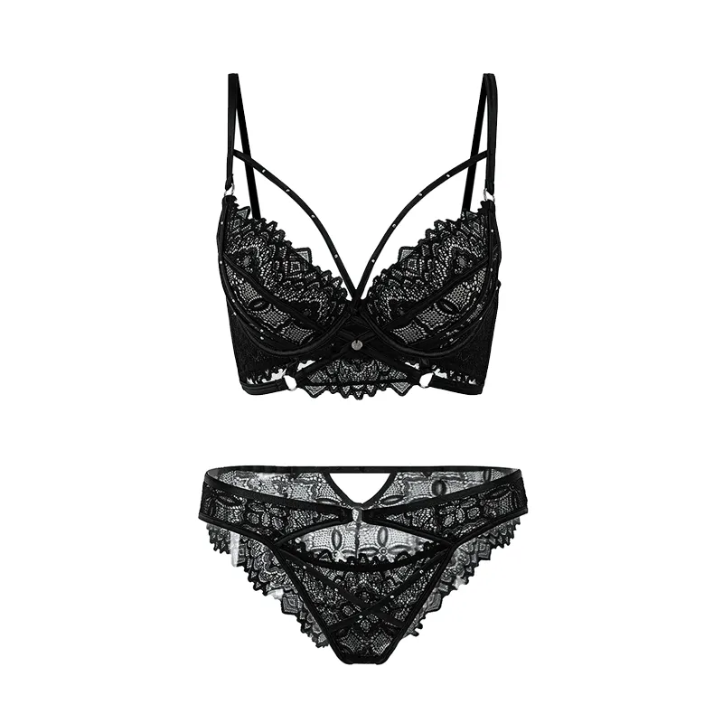 Maria Grazia Severi Midnight Garden completo intimo pizzo nero 2 pezzi