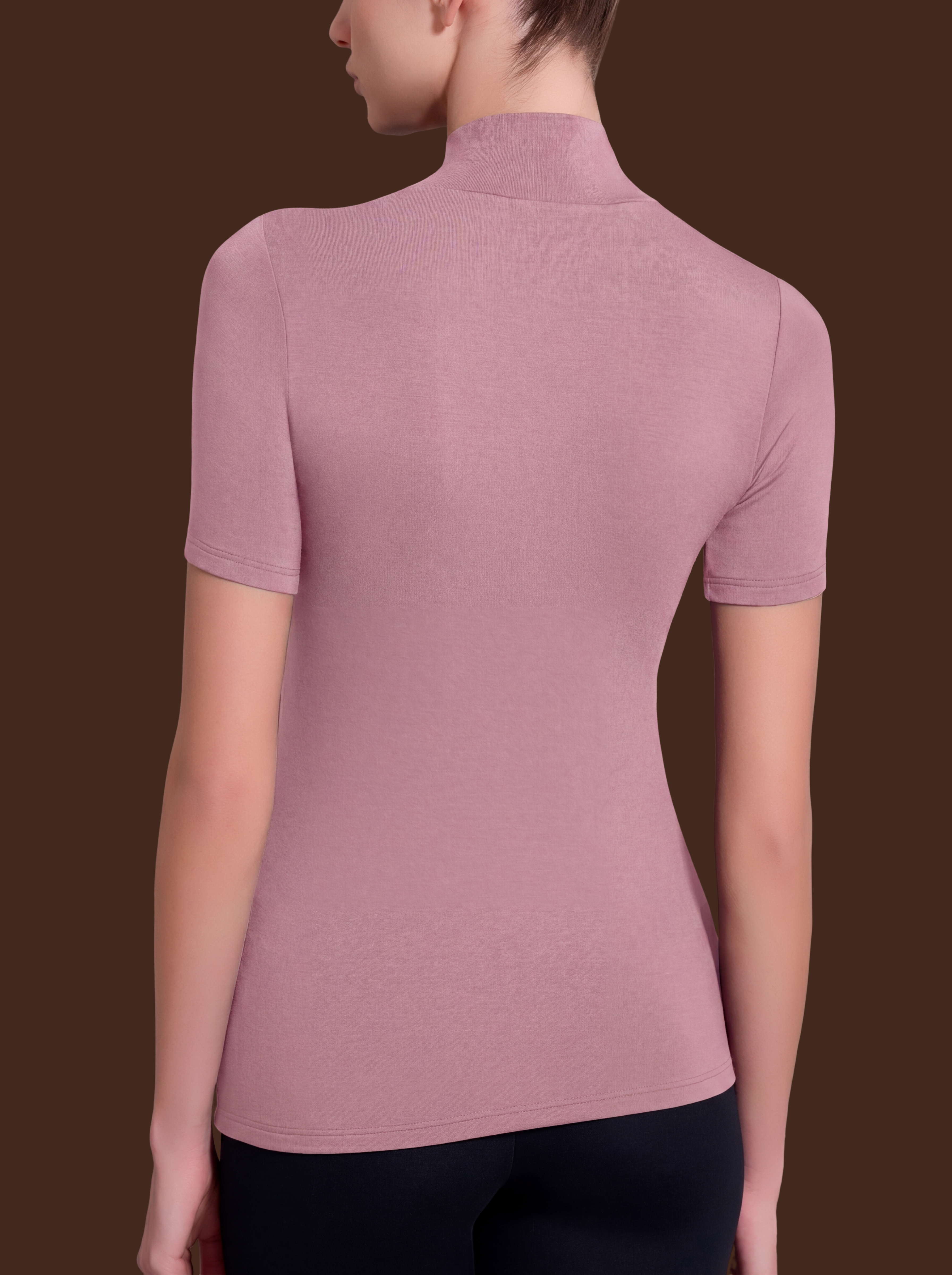 Ragno Eco Viscosa maglietta collo alto Lilas manica corta