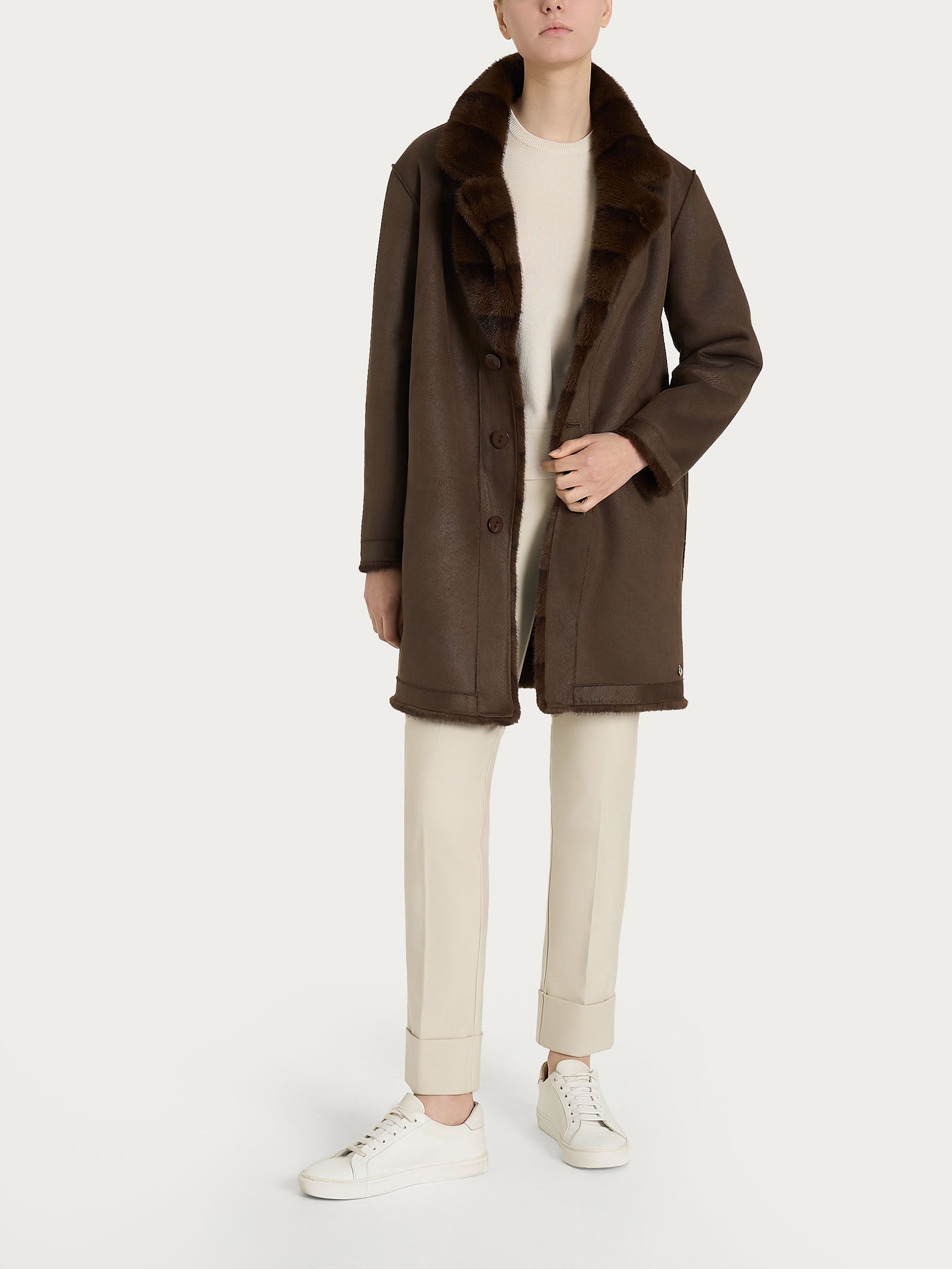 Ragno Vegan Fur Cappotto Double-Face Chocolate Torte Revers