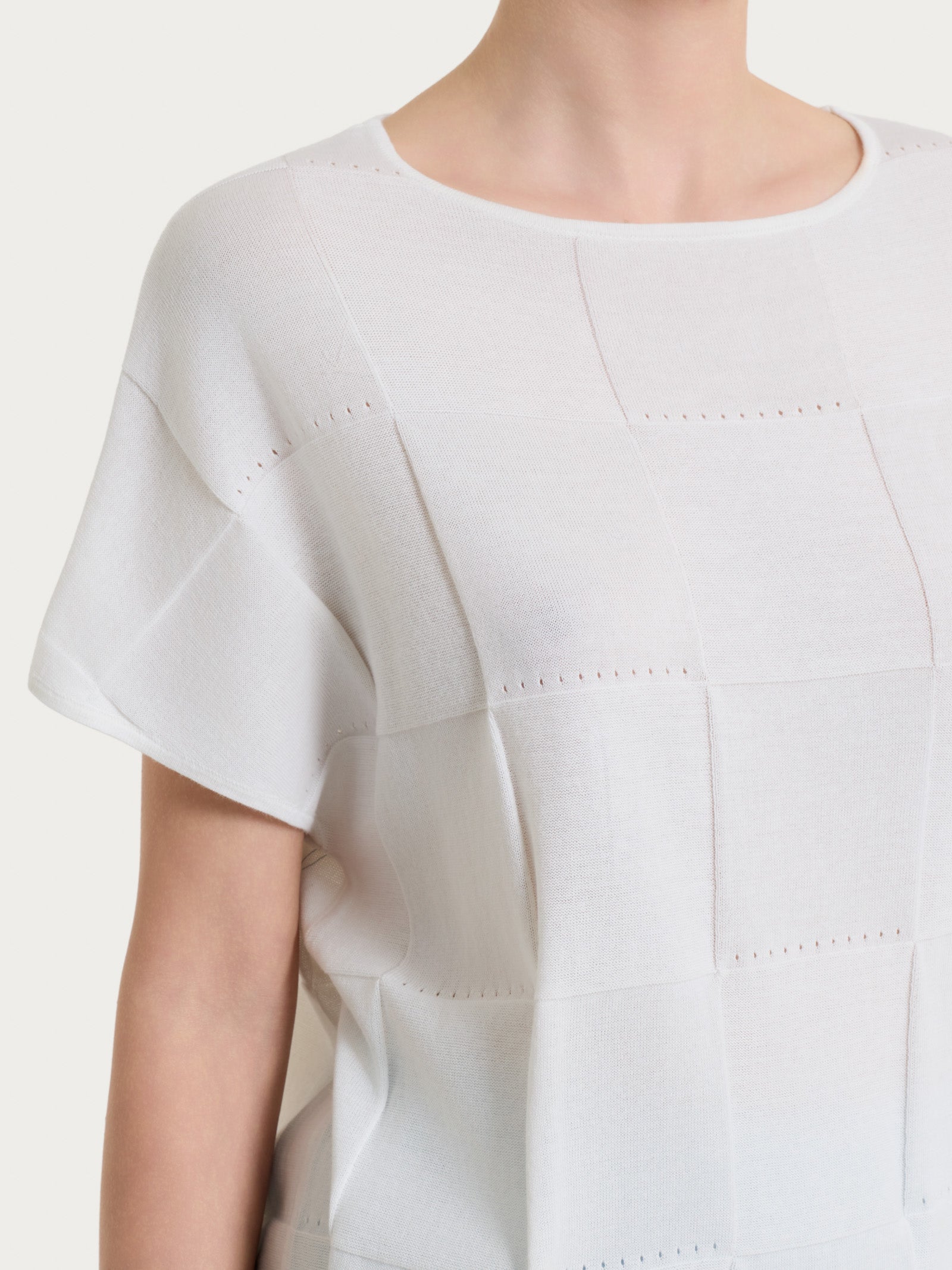 Ragno Puro Cotone Maglia Check Bianco Manica Corta