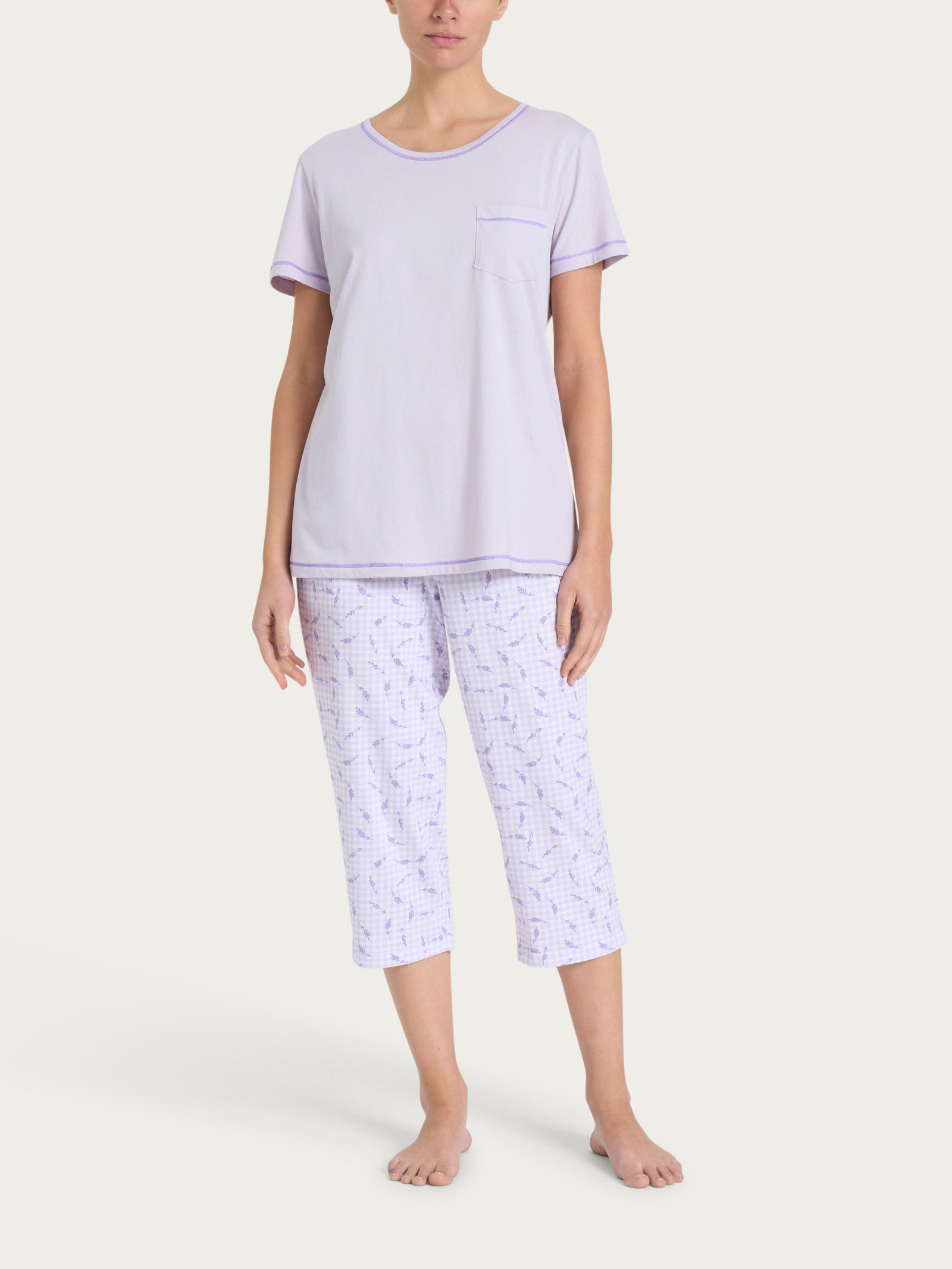 Ragno Jersey Cotone pigiama corto pinocchietto rosa fantasia