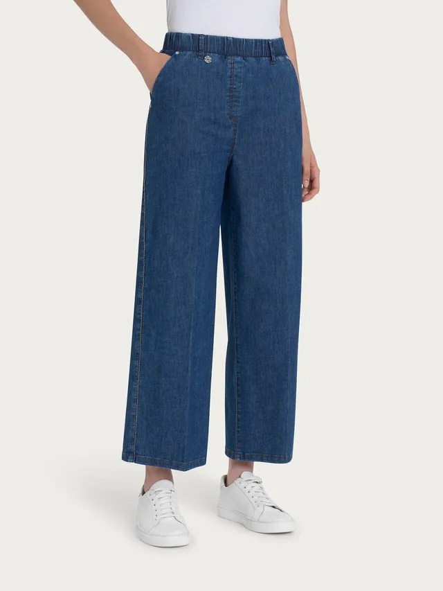 Ragno Light Denim jeans ampio caviglia blu vestibilità wide leg