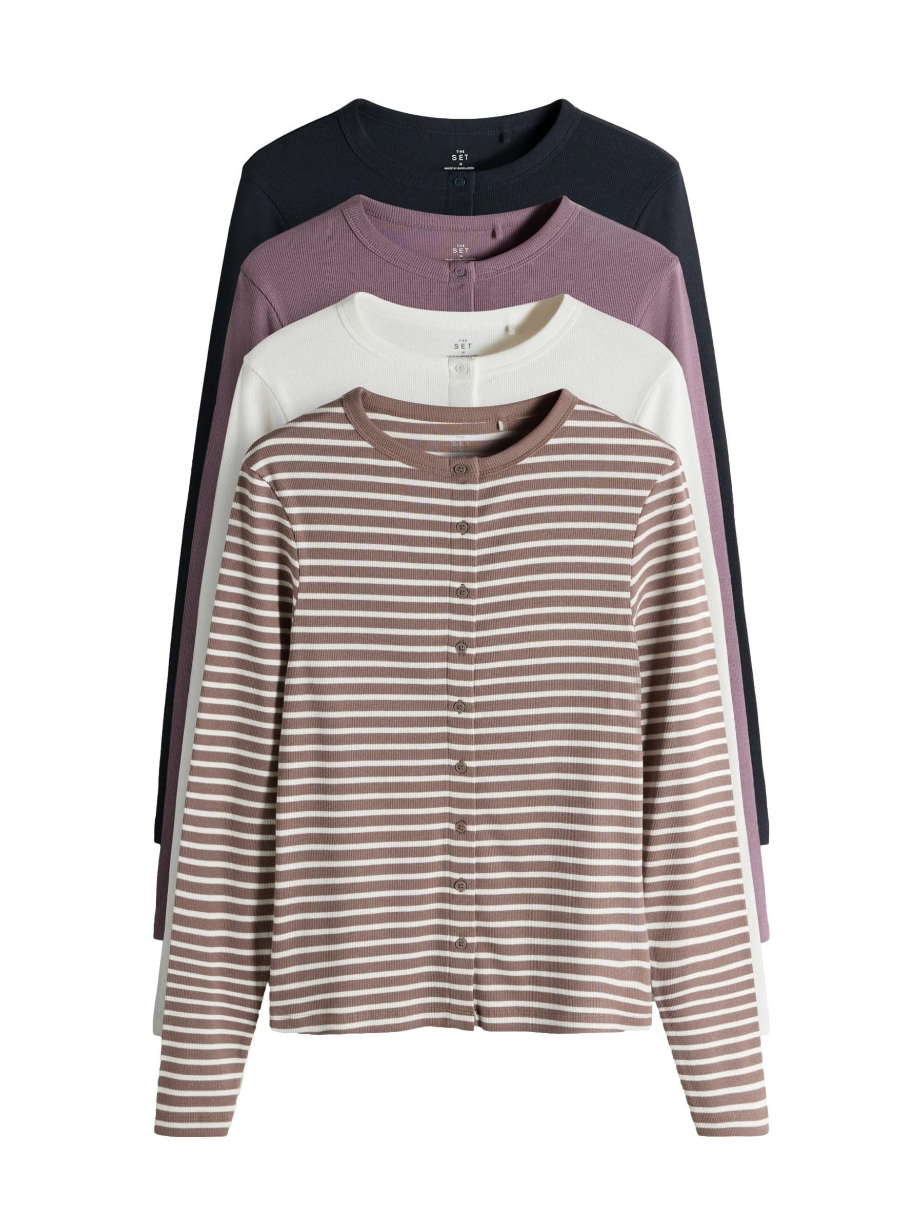 Geo Next THE SET Magliette Bottoni Donna 4 Pezzi Maniche Lunghe