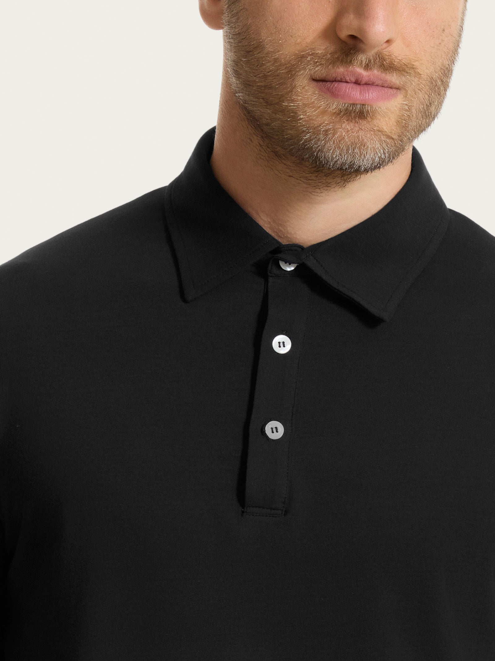 Ragno Ultralight Polo Manica Lunga Nero Cotone Leggero
