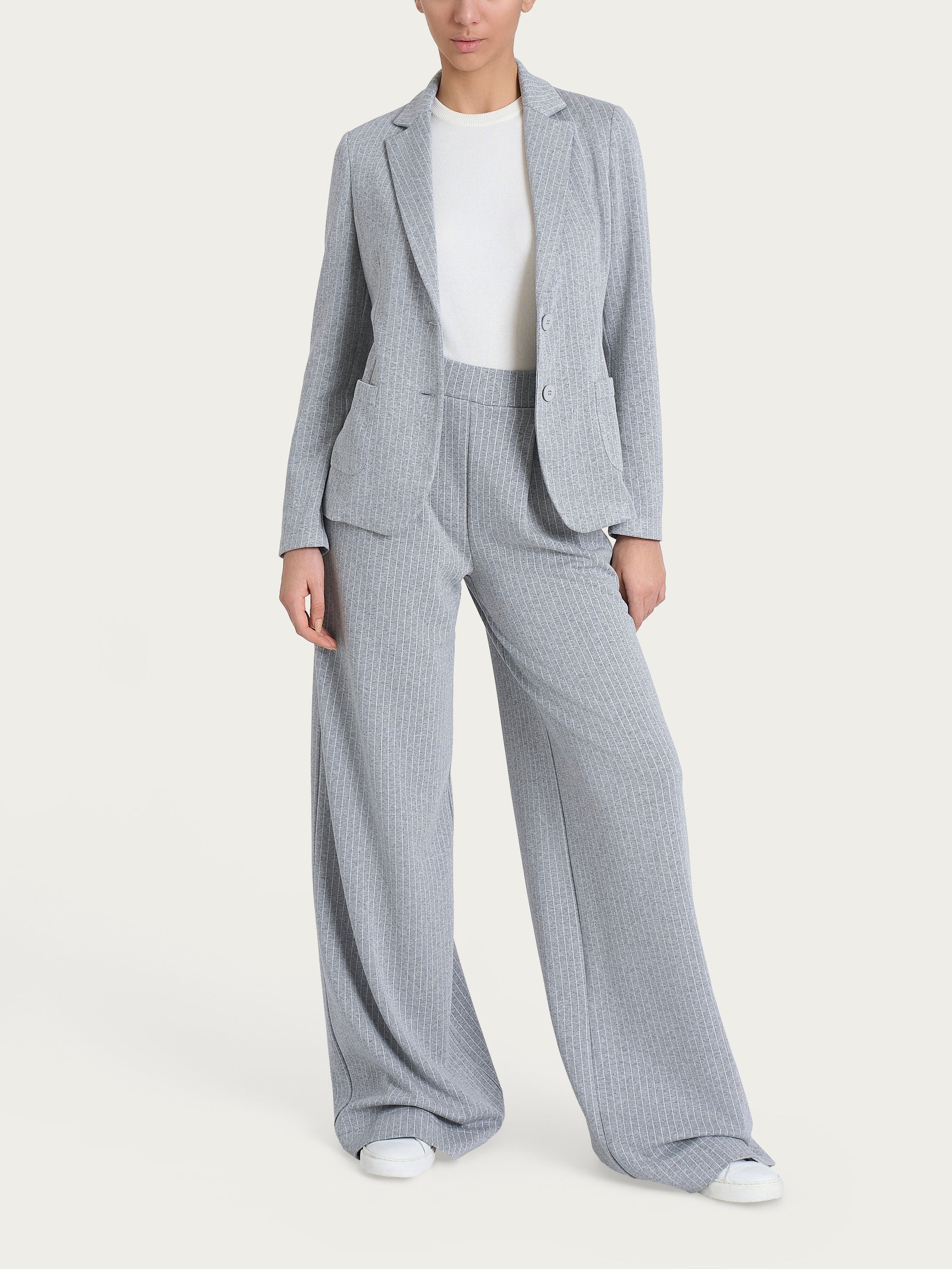 Ragno Compact Blazer gessato grigio punto Milano elasticizzato