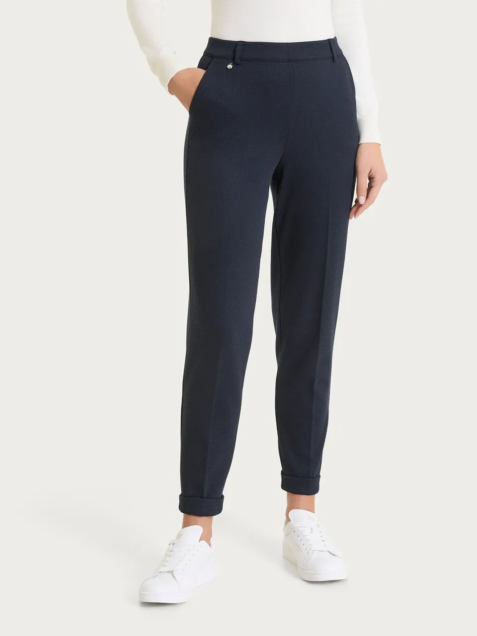 Ragno Compact pantalone chino slim check Fant.Bleu