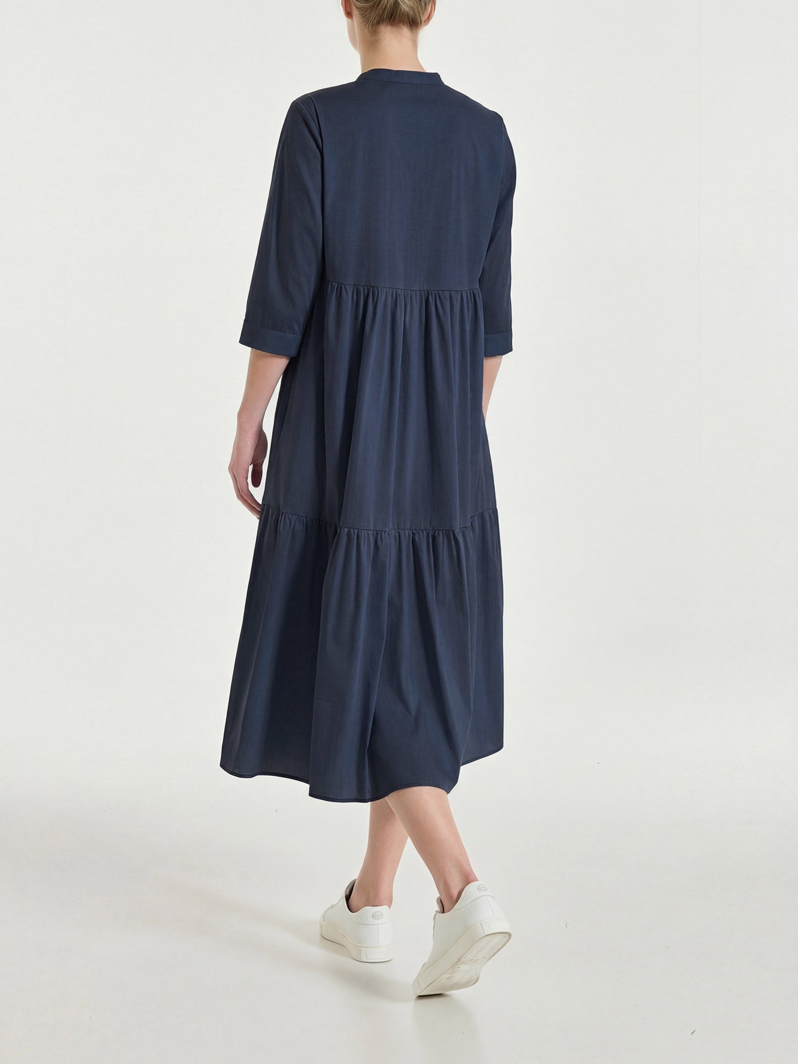 Ragno Compact Abito Poplin Cotone Bleu Scollo V