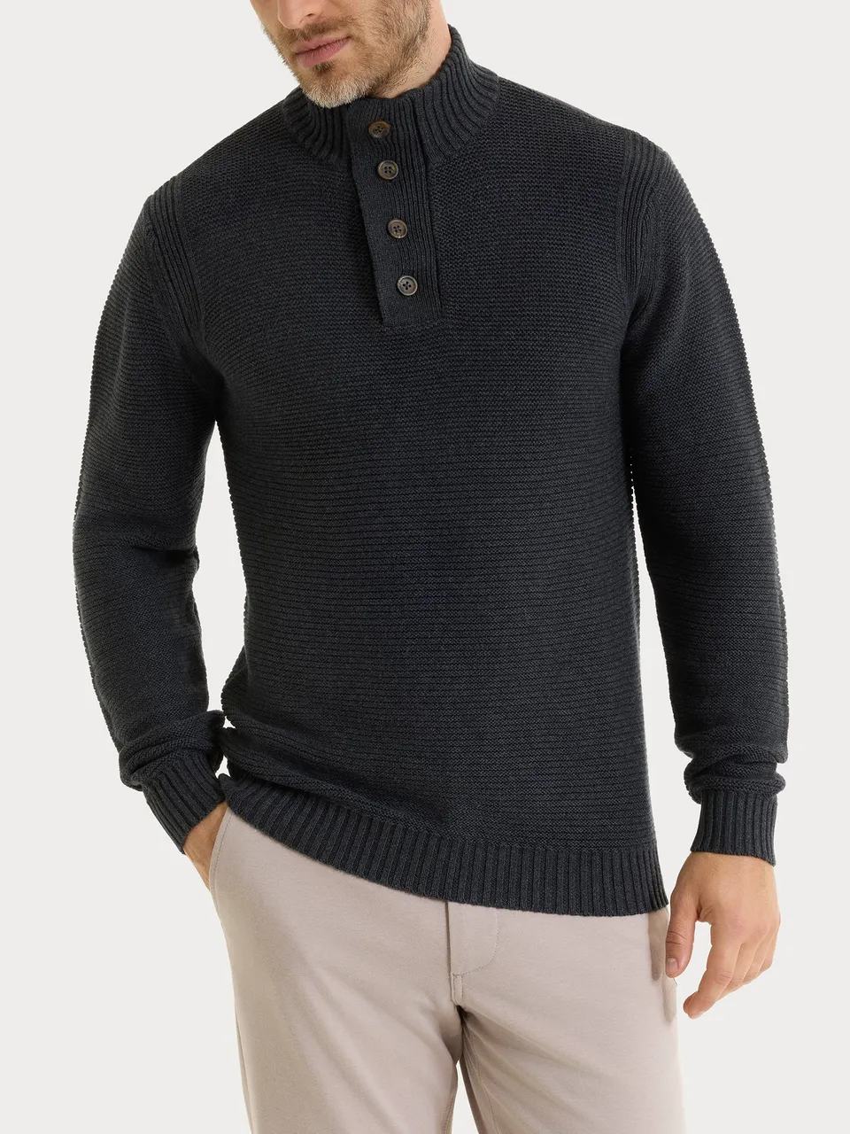 Ragno Winter Cotton lupetto con zip Nero Mel. cotone caldo
