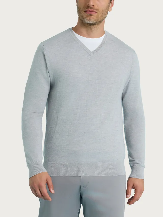 Ragno Merino Soft pull scollo a V lana Grey Mel.