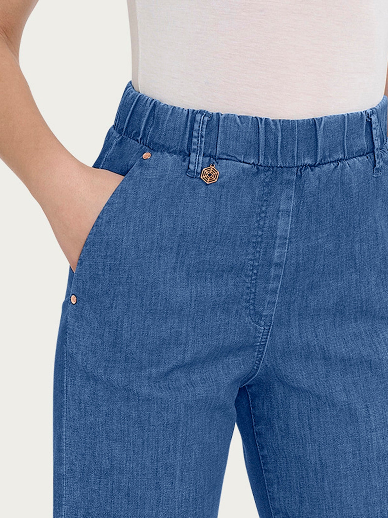 Ragno Super Denim Jeans Carota Donna Delavè Elasticizzato