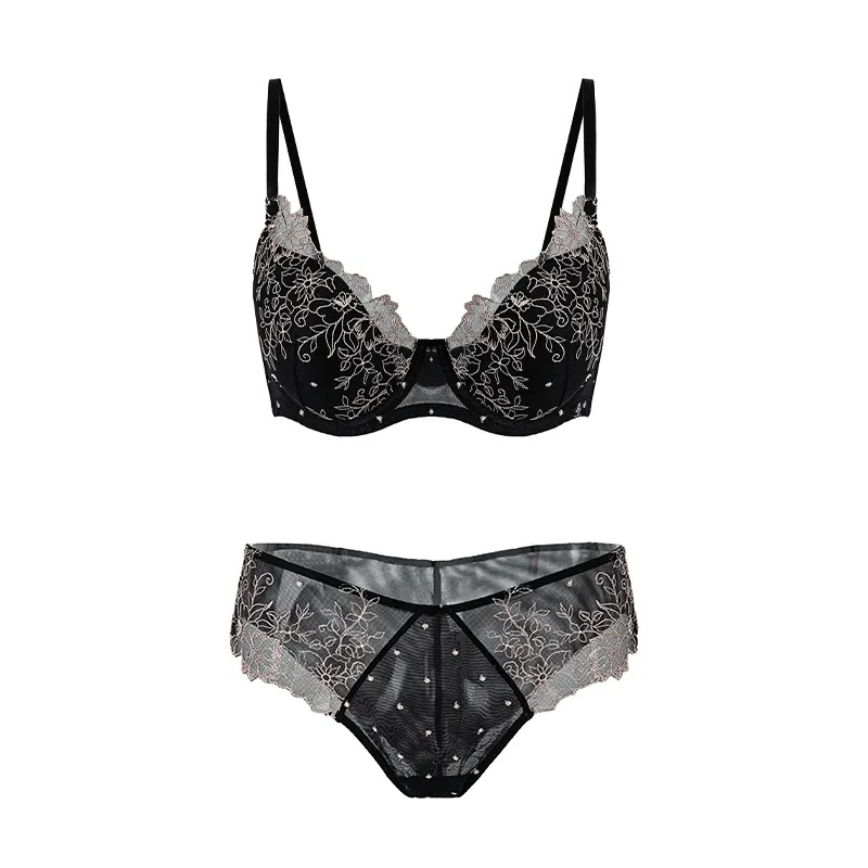 Maria Grazia Severi Onyx Completo Intimo Ricamo Floreale