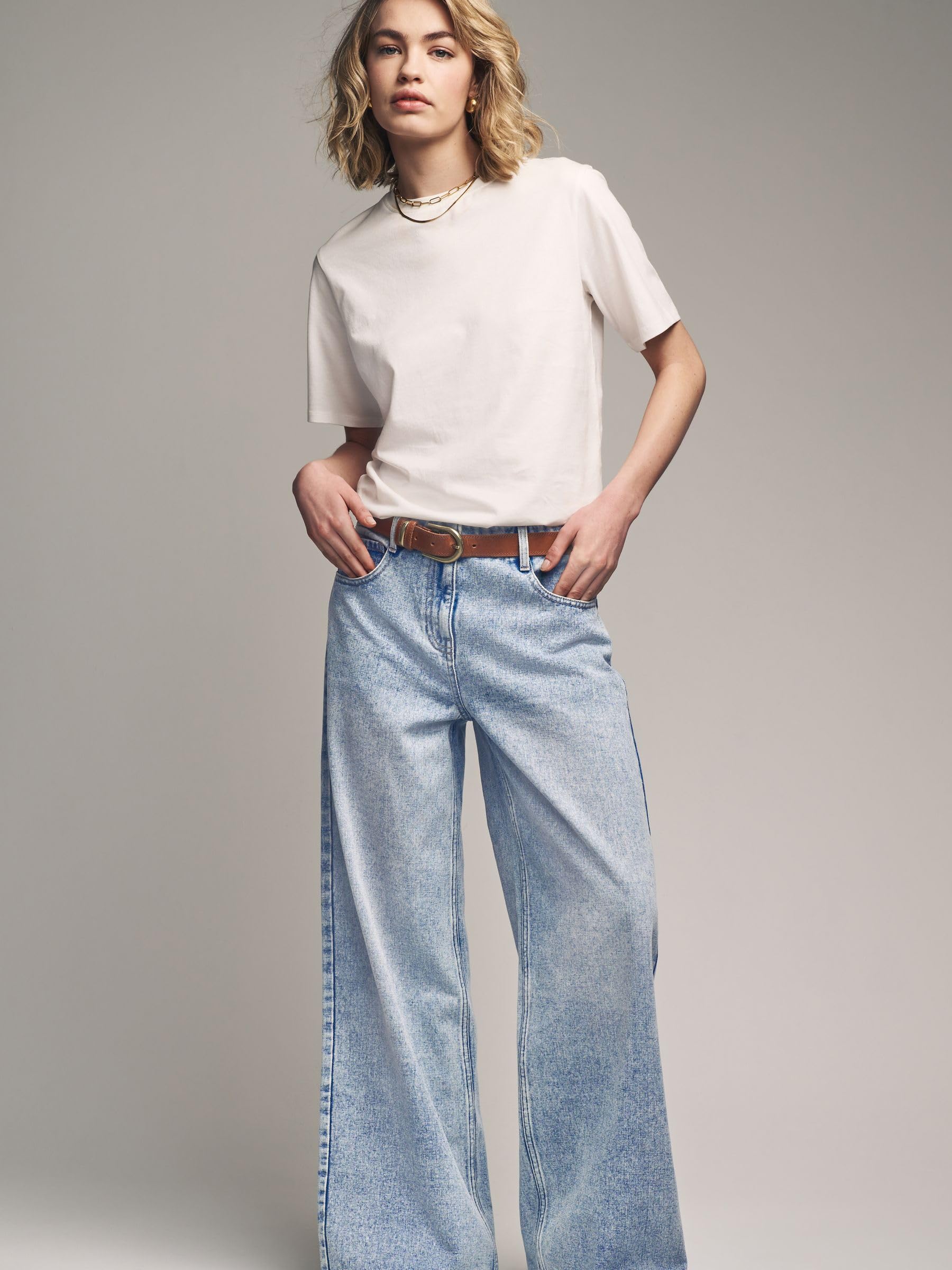 Geo Next The Set jeans donna gamba larga cotone 2 pezzi