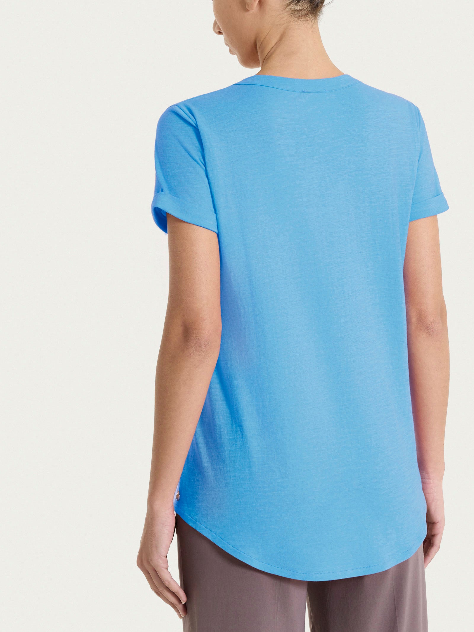 Ragno Jersey di Cotone Maglietta scollo V Azure Blue