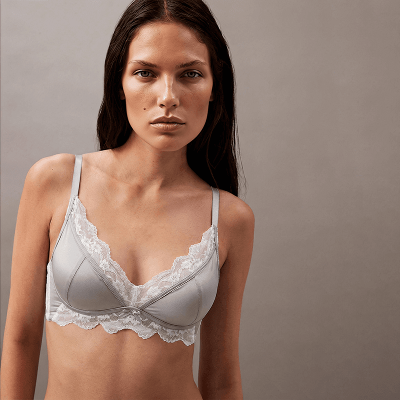 Maria Grazia Severi completo bralette pizzo grigio argento