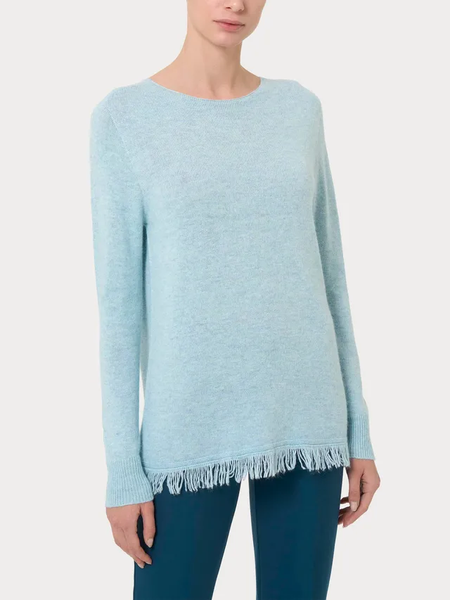 Ragno Merino Soft Maglia Girocollo Frange Nile Blue angora