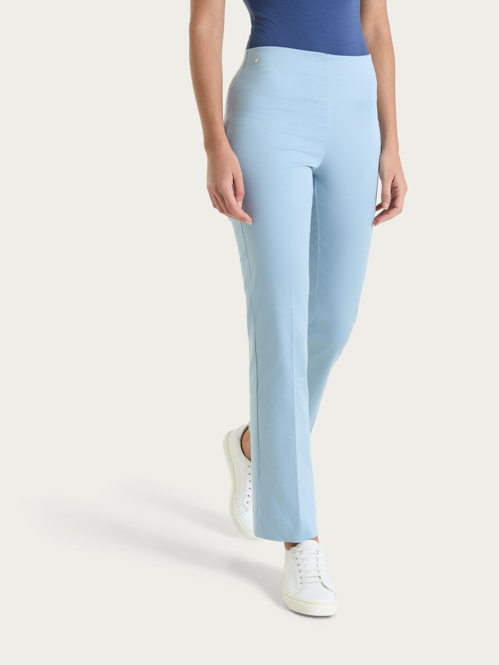 Ragno Satin Power pantalone capri dusty blue cotone