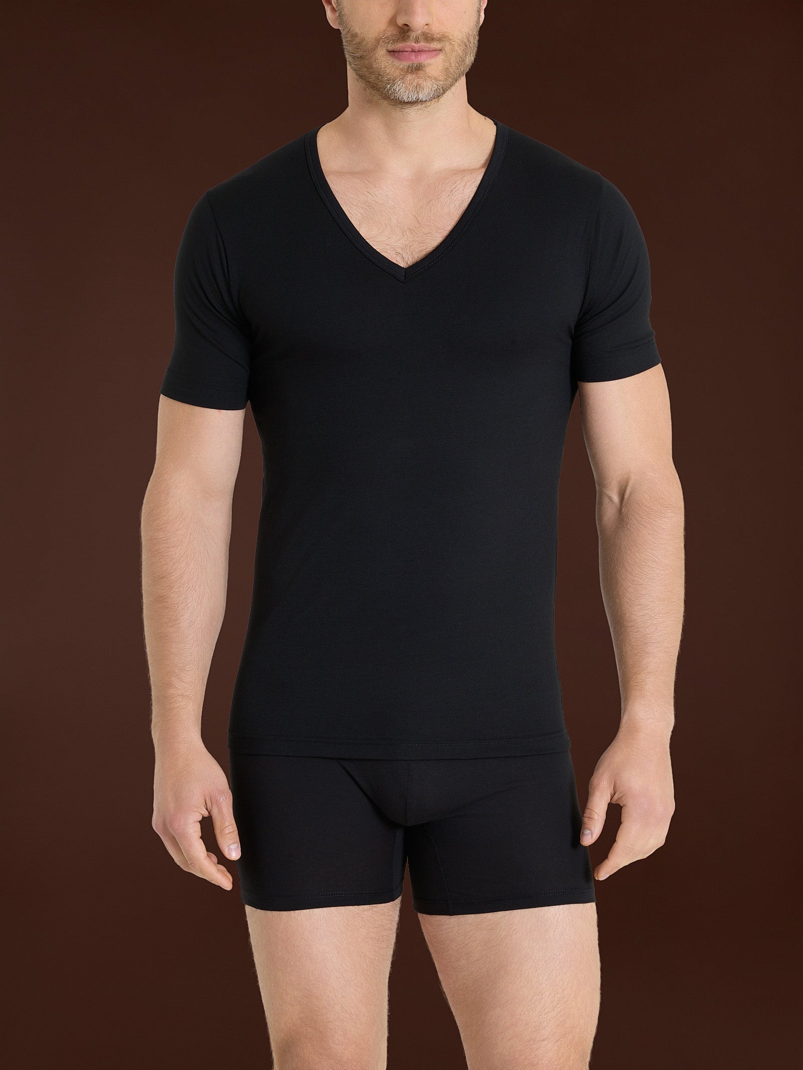 Ragno Hi-Tech Maglietta cotone nero uomo scollo a V
