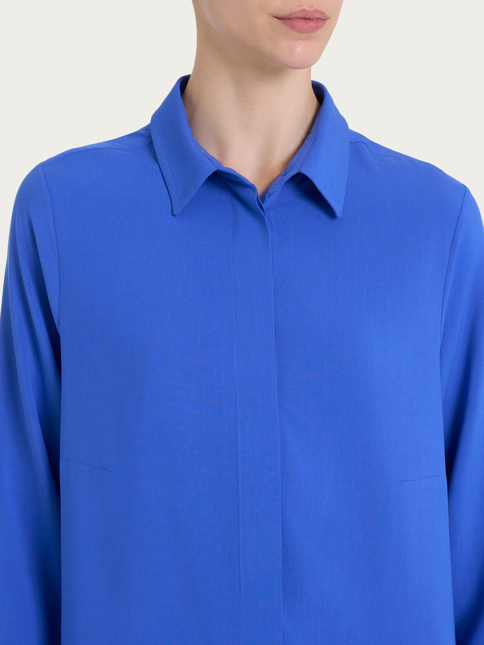 Ragno EcoSeta Camicia Donna Manica Lunga Dazzling Blue Seta
