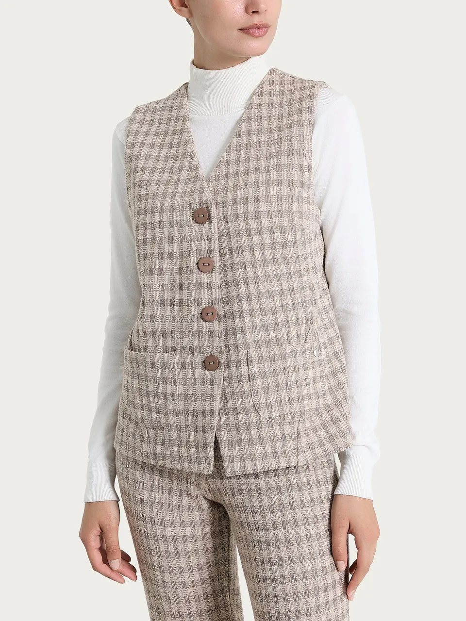 Ragno Gilet 4 Bottoni Eco Jacquard Pine Bark