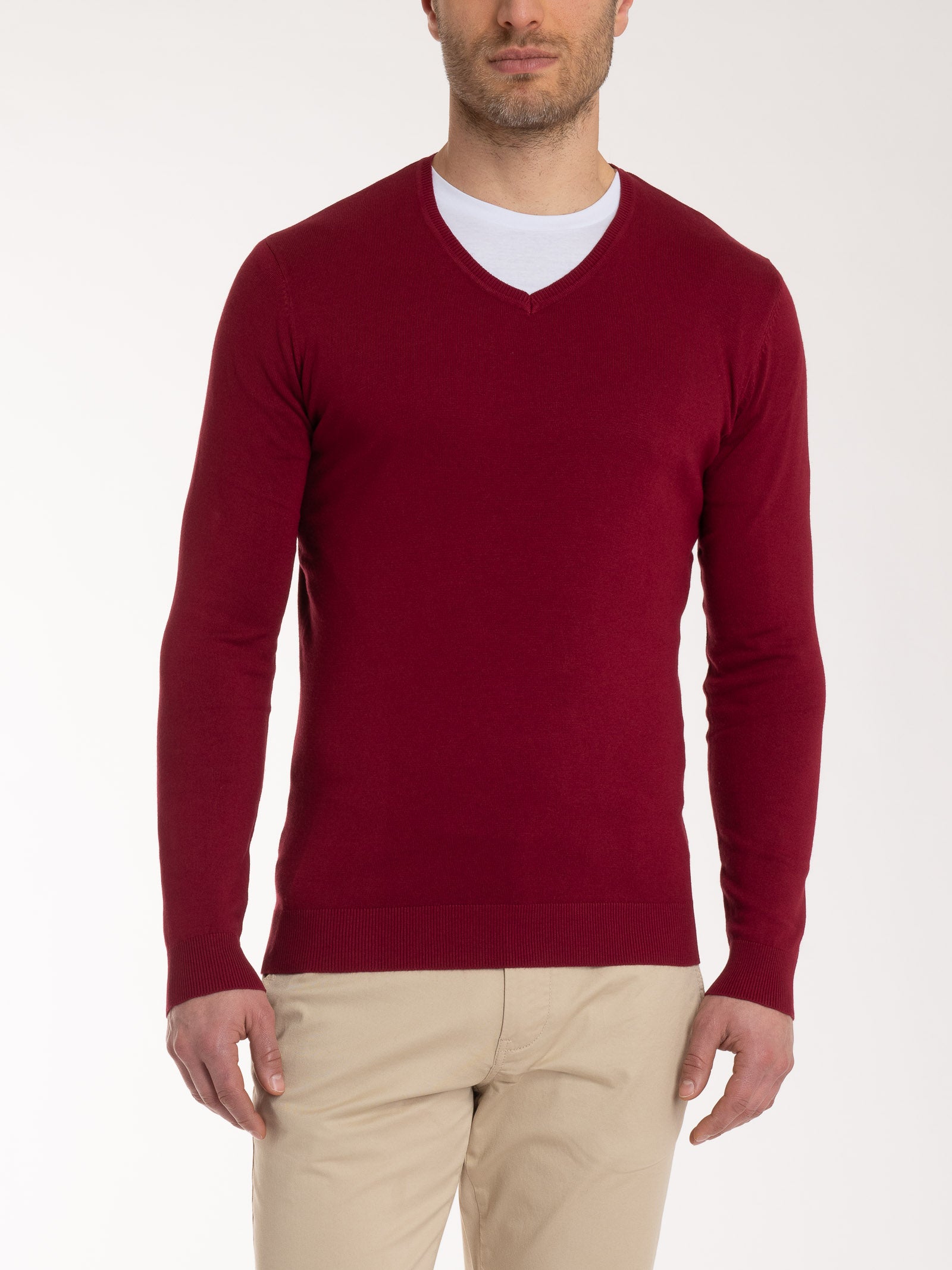 Ragno Summertime Pull scollo a V viscosa uomo rosso