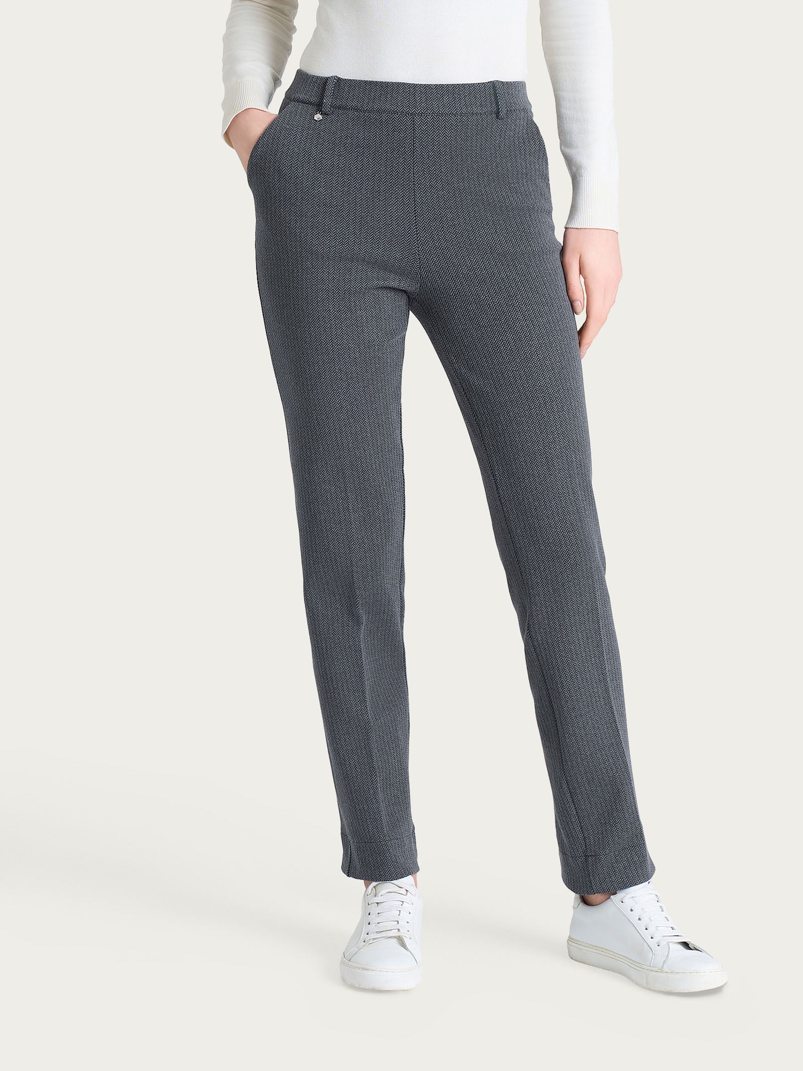 Ragno Eco Jacquard Pantalone Dritto Ardesia Spina Pesce