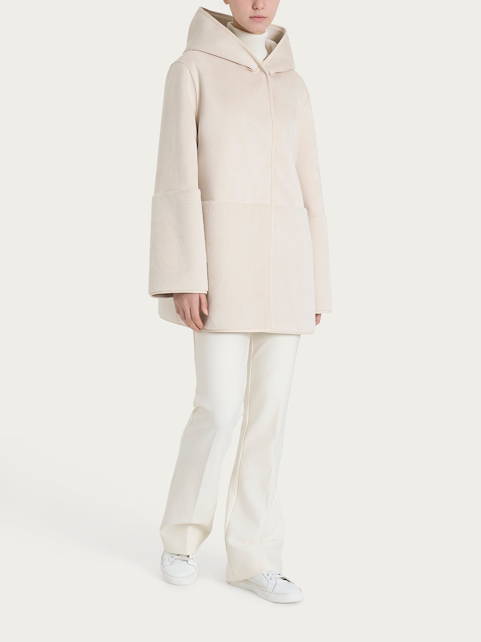 Ragno SL giacca cappuccio double-face Champignon shearling