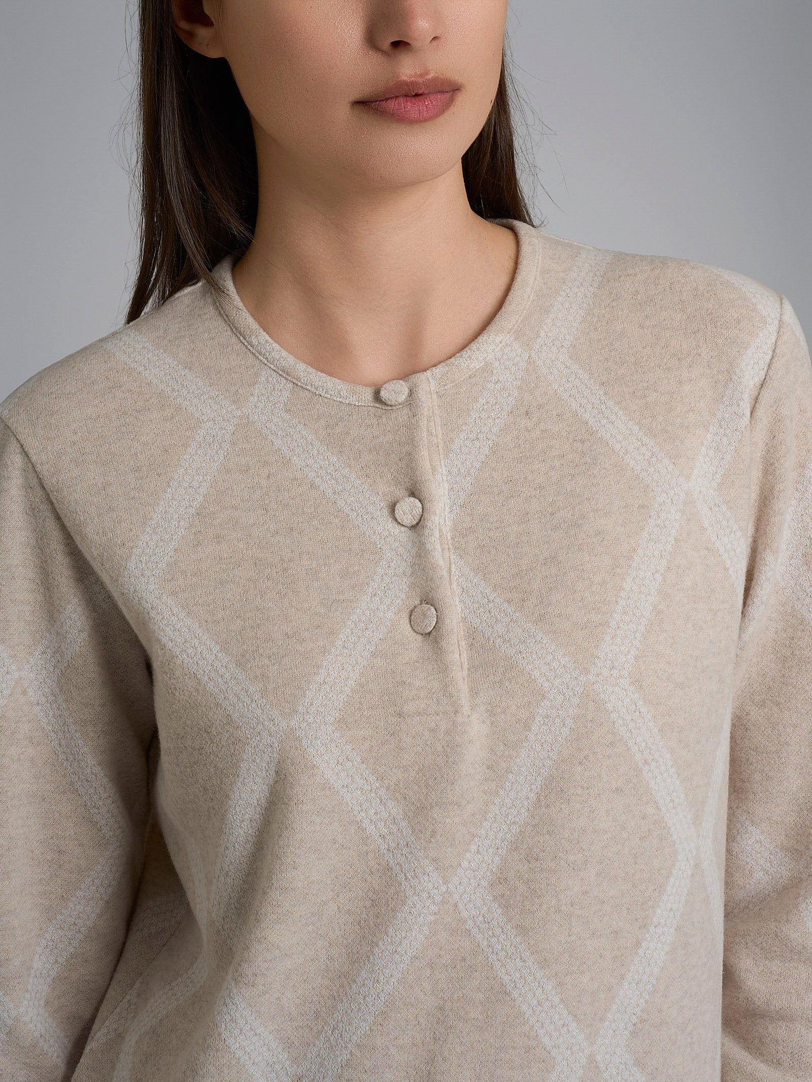 Ragno Cotton Eco Pile Pigiama Lungo Serafino pigiama fantasia panna caldo