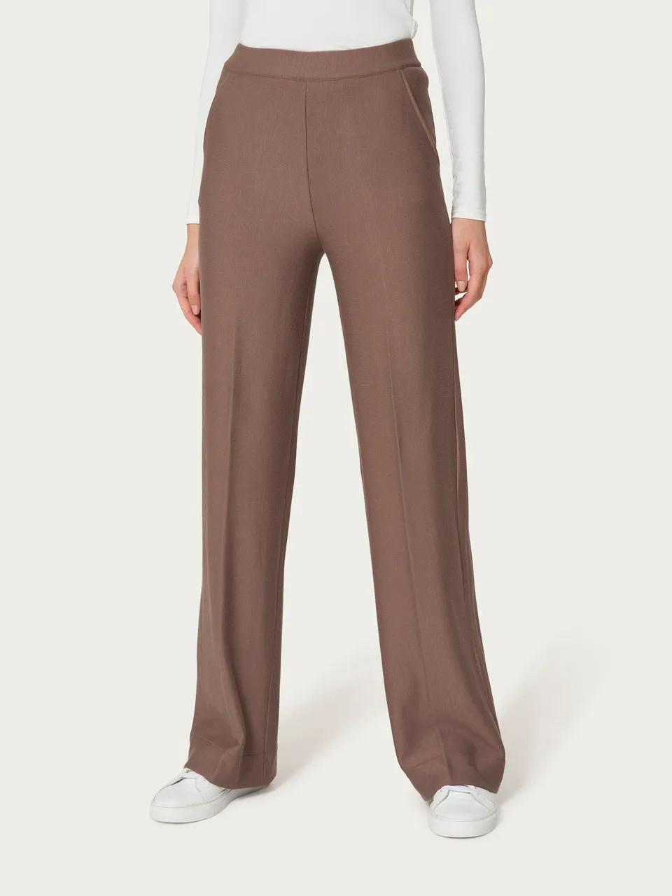 Ragno Comfort pantalone palazzo Pine Bark felpato