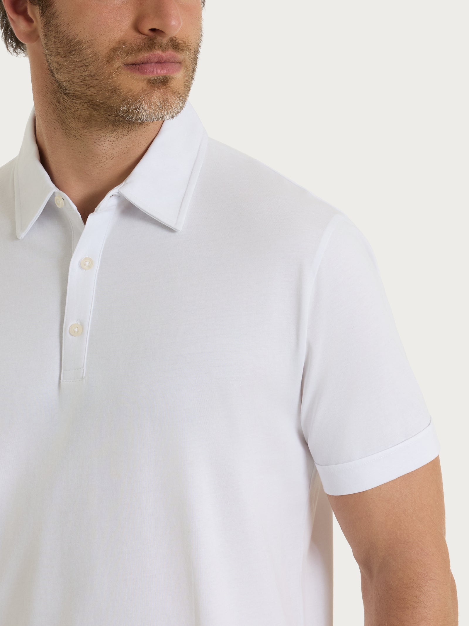 Ragno polo manica corta jersey cotone Bianco uomo mercerizzato