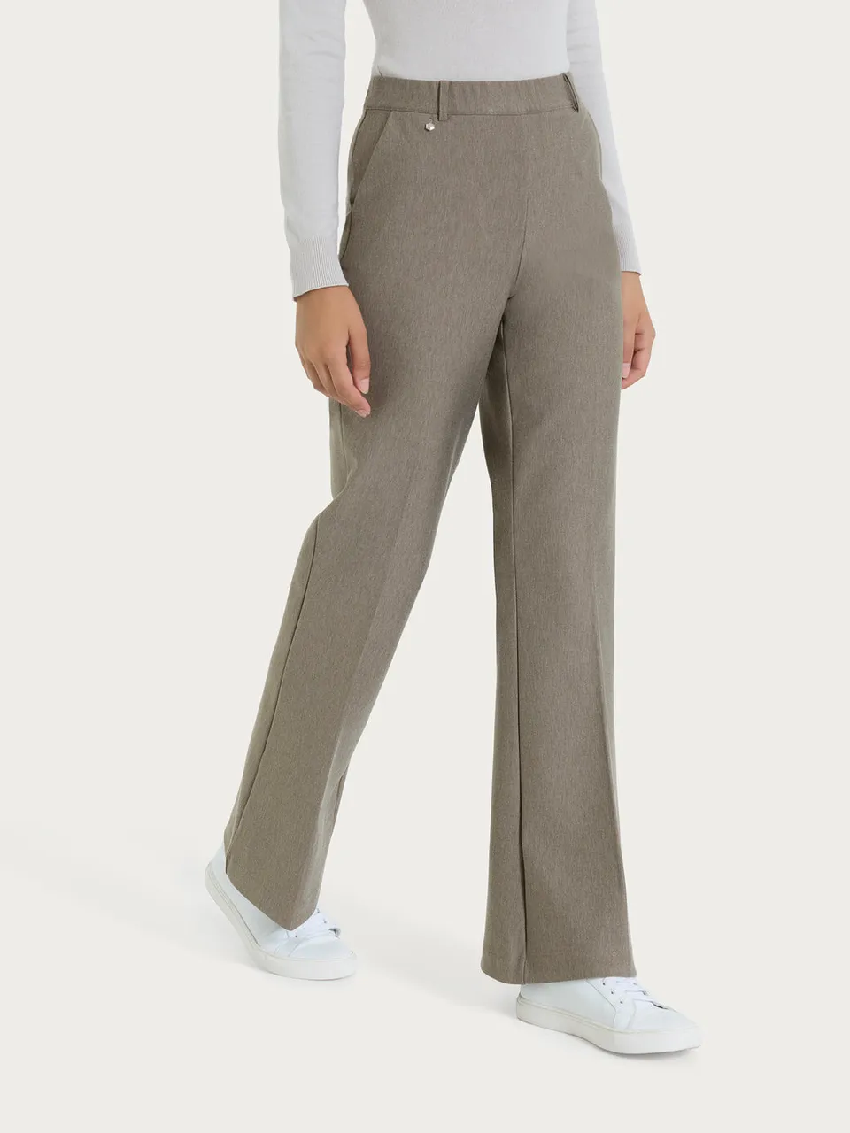 Ragno Compact pantaloni flare lunghi glace mel con tasche