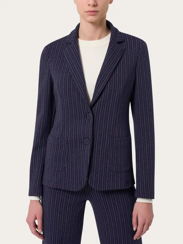 Ragno Compact Blazer gessato blu Fant.Bleu lurex