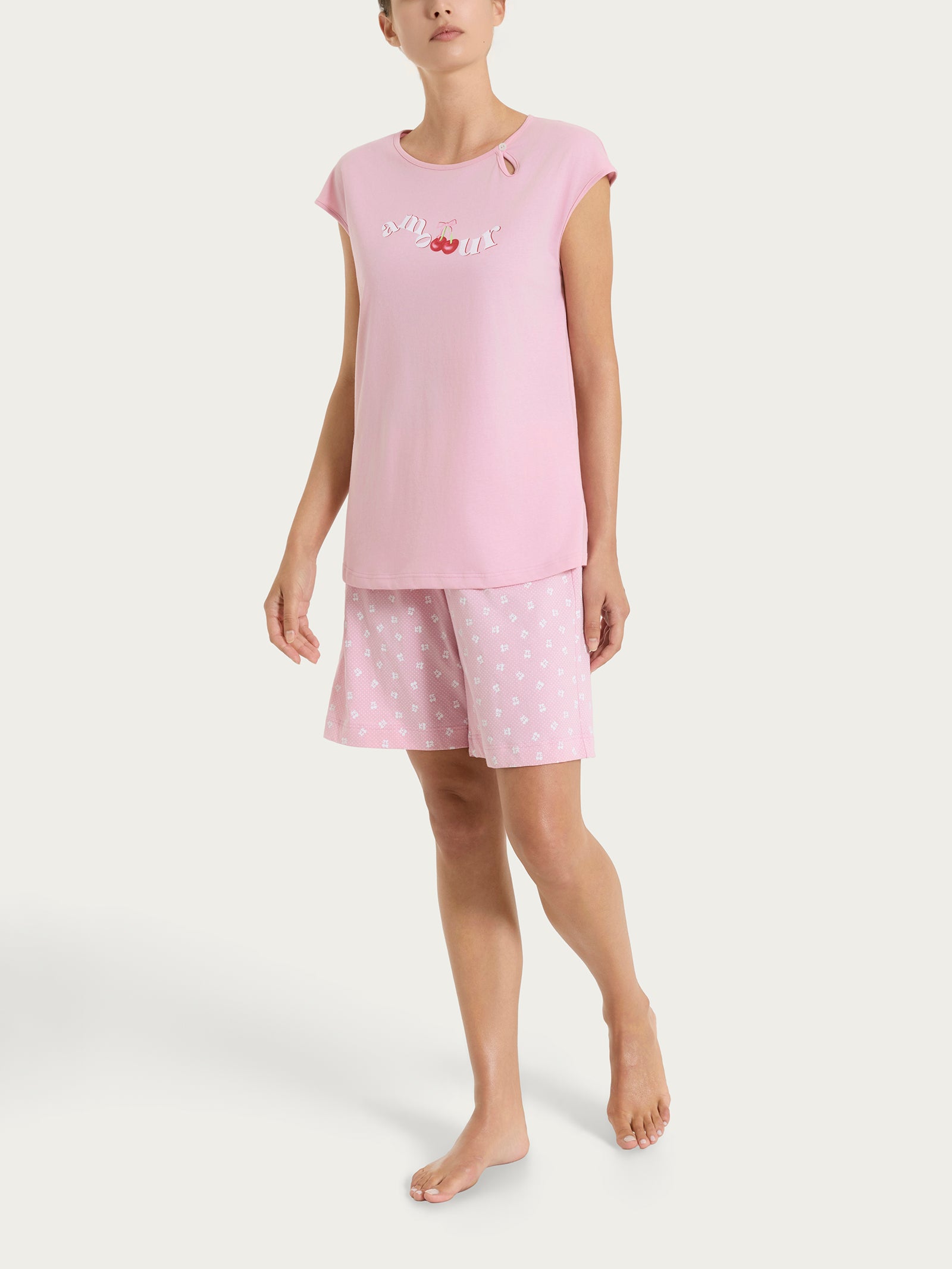 Ragno Pigiama Corto Jersey Cotone Fant. Cameo Pink