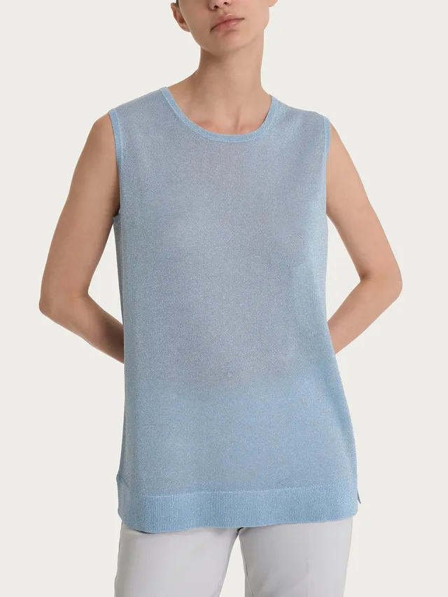 Ragno Crêpe Lurex Maglia Smanicata Elegante Skyway