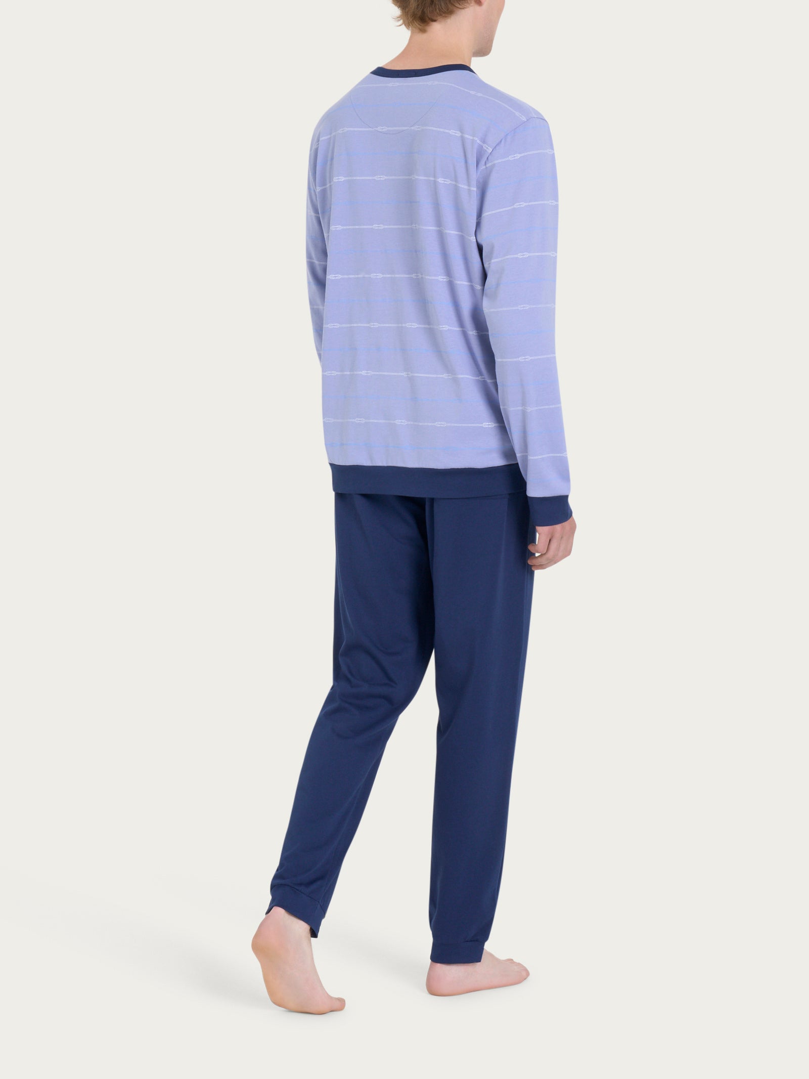 Ragno Jersey Cotone Pigiama Lungo Serafino uomo nodi fresco