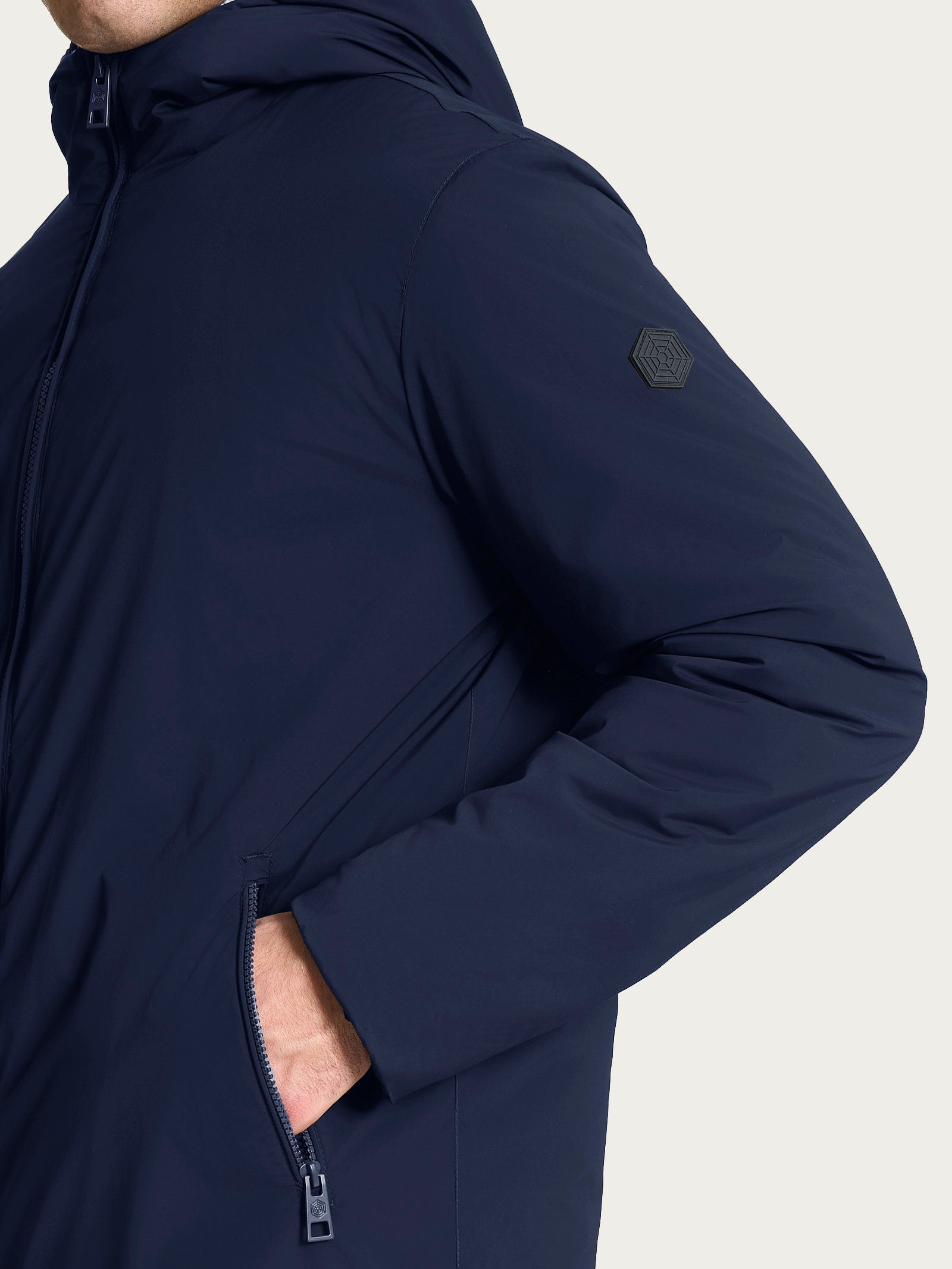 Ragno Vegan Wool parka lana cappuccio blu uomo caldo