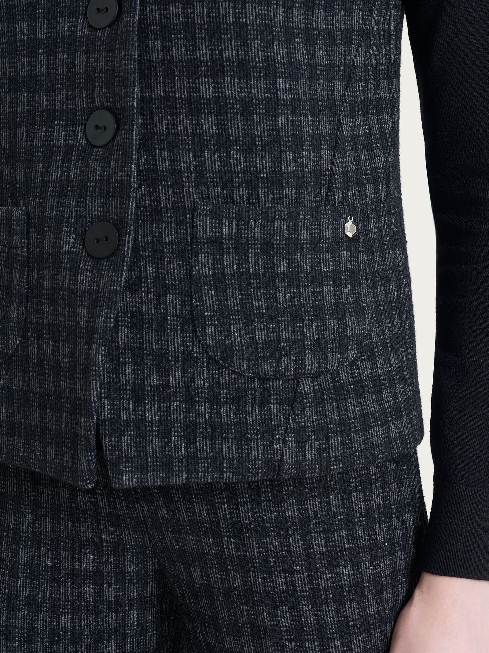 Ragno Eco Jacquard Gilet 4 bottoni fantasia nero check