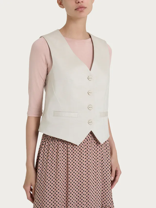 Ragno Satin Power Gilet 4 Bottoni Champignon satinato