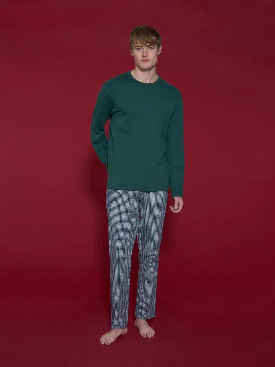Ragno Interlock Pigiama uomo girocollo verde 2 pezzi