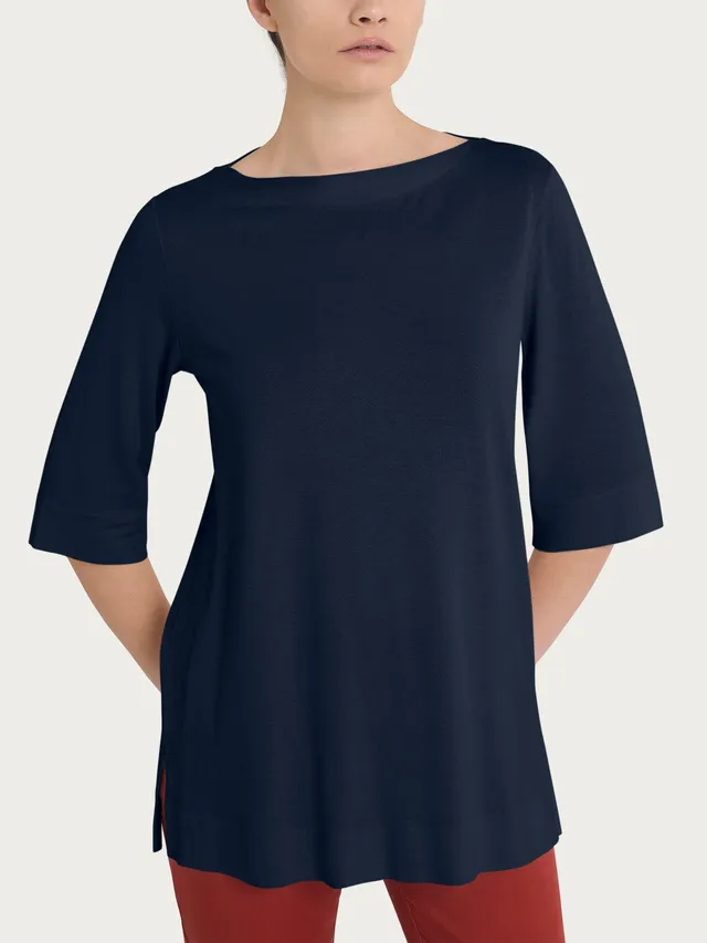 Ragno Viscosa Summer maglietta crepe 3/4 bleu