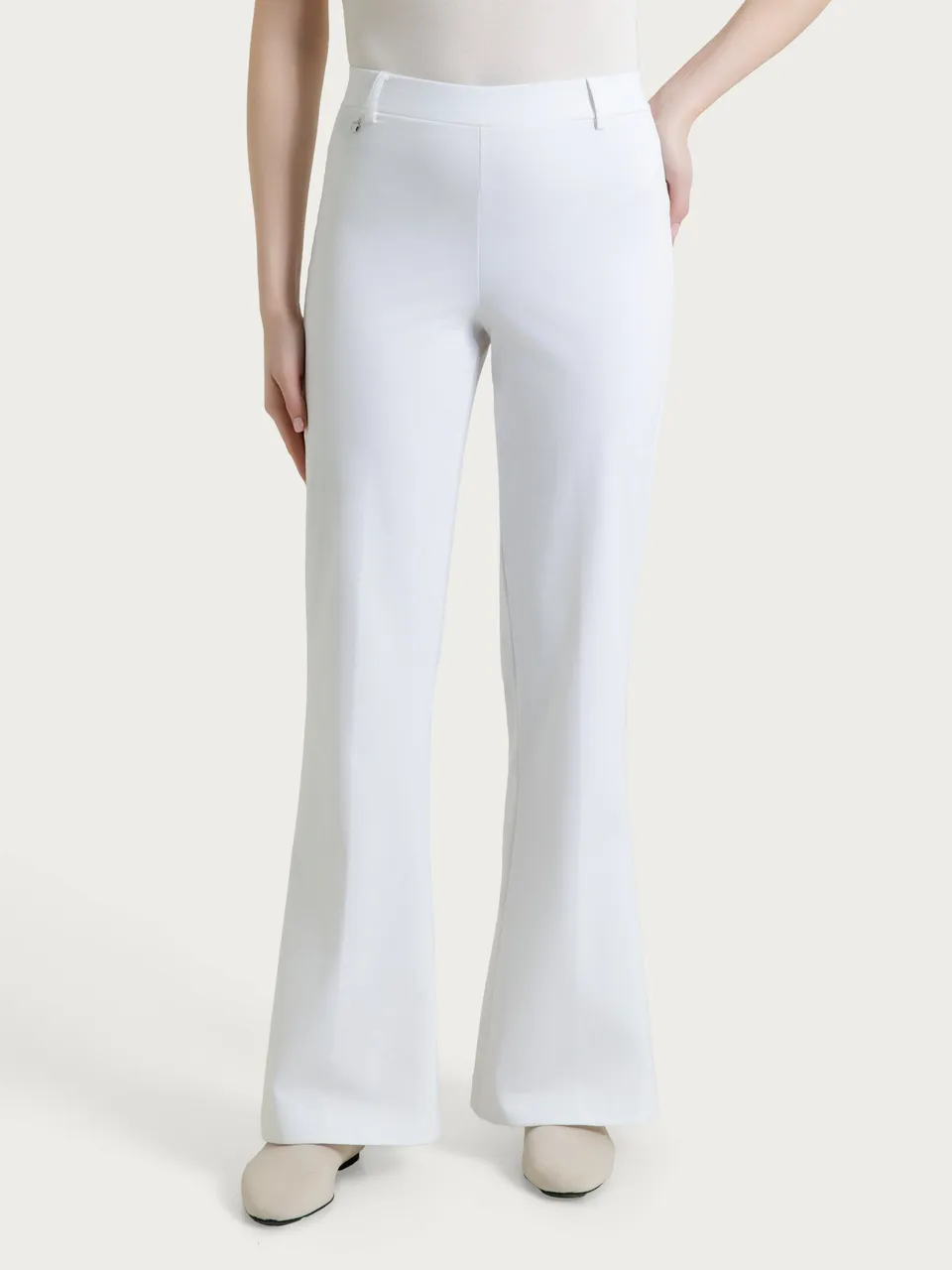Ragno Compact Light pantalone flare Bianco elasticizzato