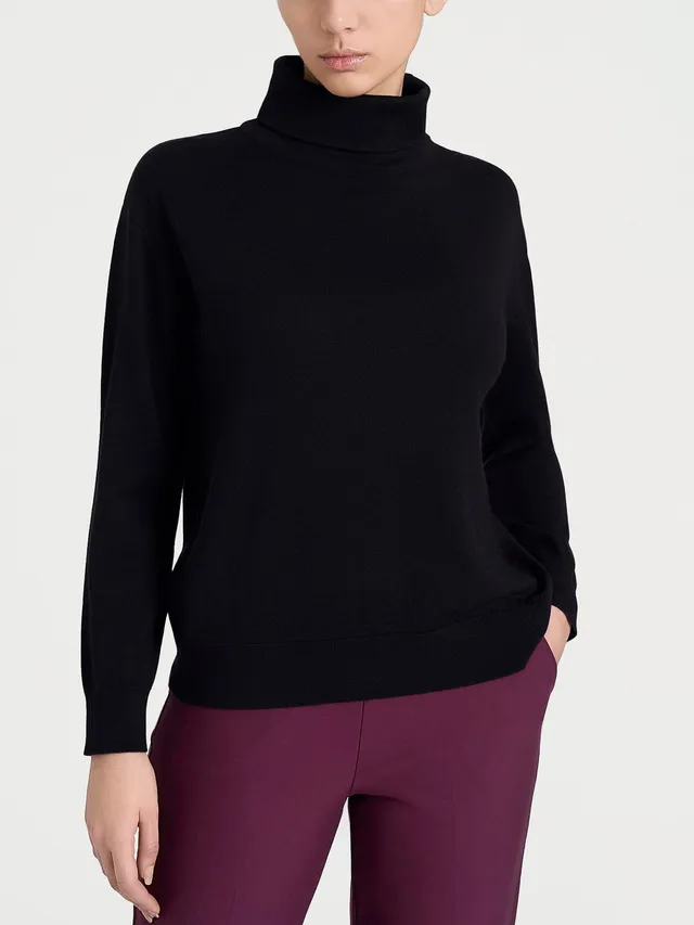 Ragno Merino Soft Collo a Ciambella Maglia Nero pura lana