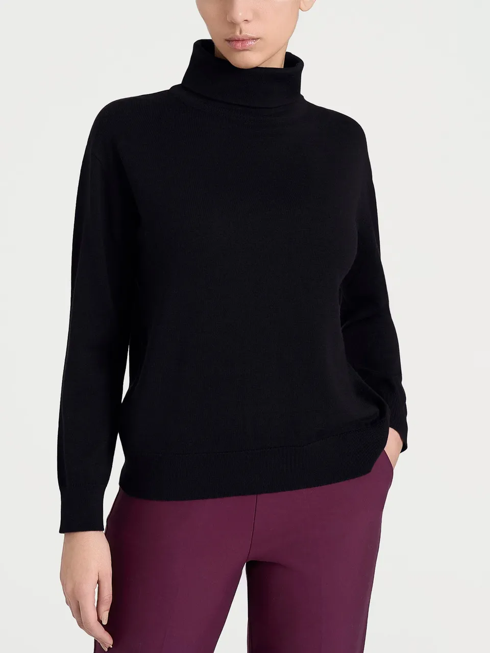 Ragno Merino Soft Collo a Ciambella Maglia Nero pura lana