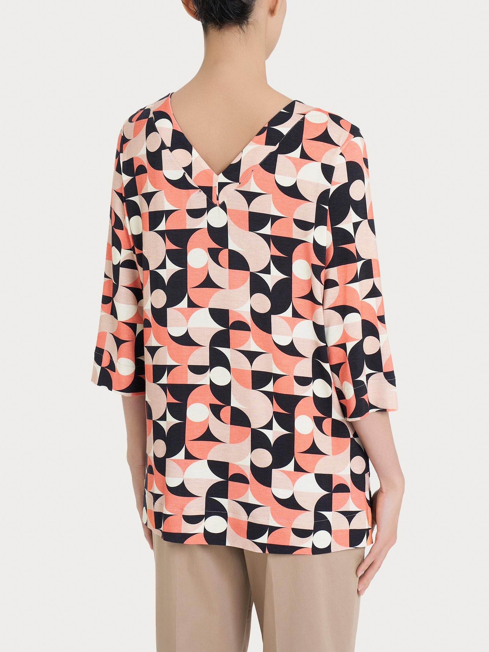 Ragno Viscosa Summer Blusa scollo V Warm Taupe fantasia