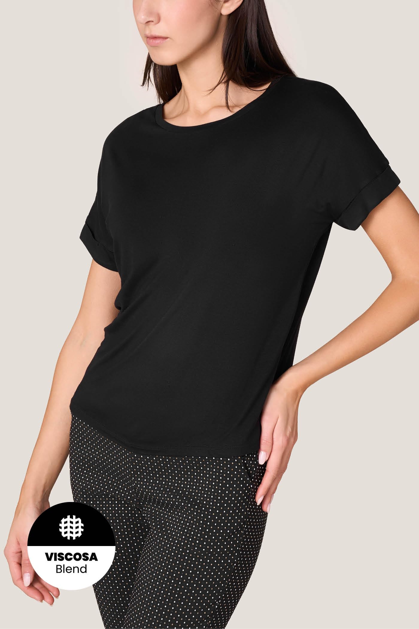 Goldenpoint Maglia Scollo Tondo Manica Corta Risvolto Lunghezza Regolare donna